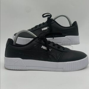 PUMA Iconic Carina Street Platform Sneakers Black White Leather Women's Size 9